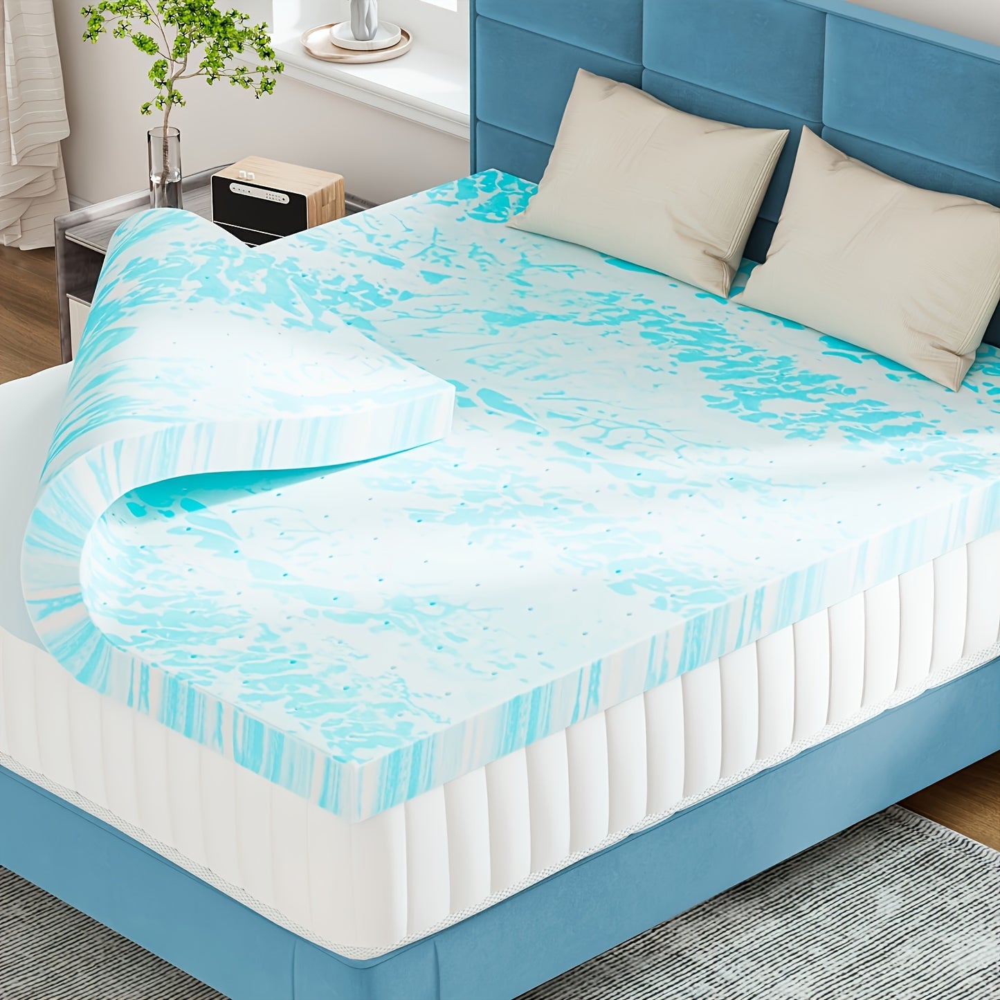 2 Inch Mattress Topper Comfort Bed Topper Cooling Mattress Pad Gel Premium Memory Foam Mattress, CertiPUR-US Certified