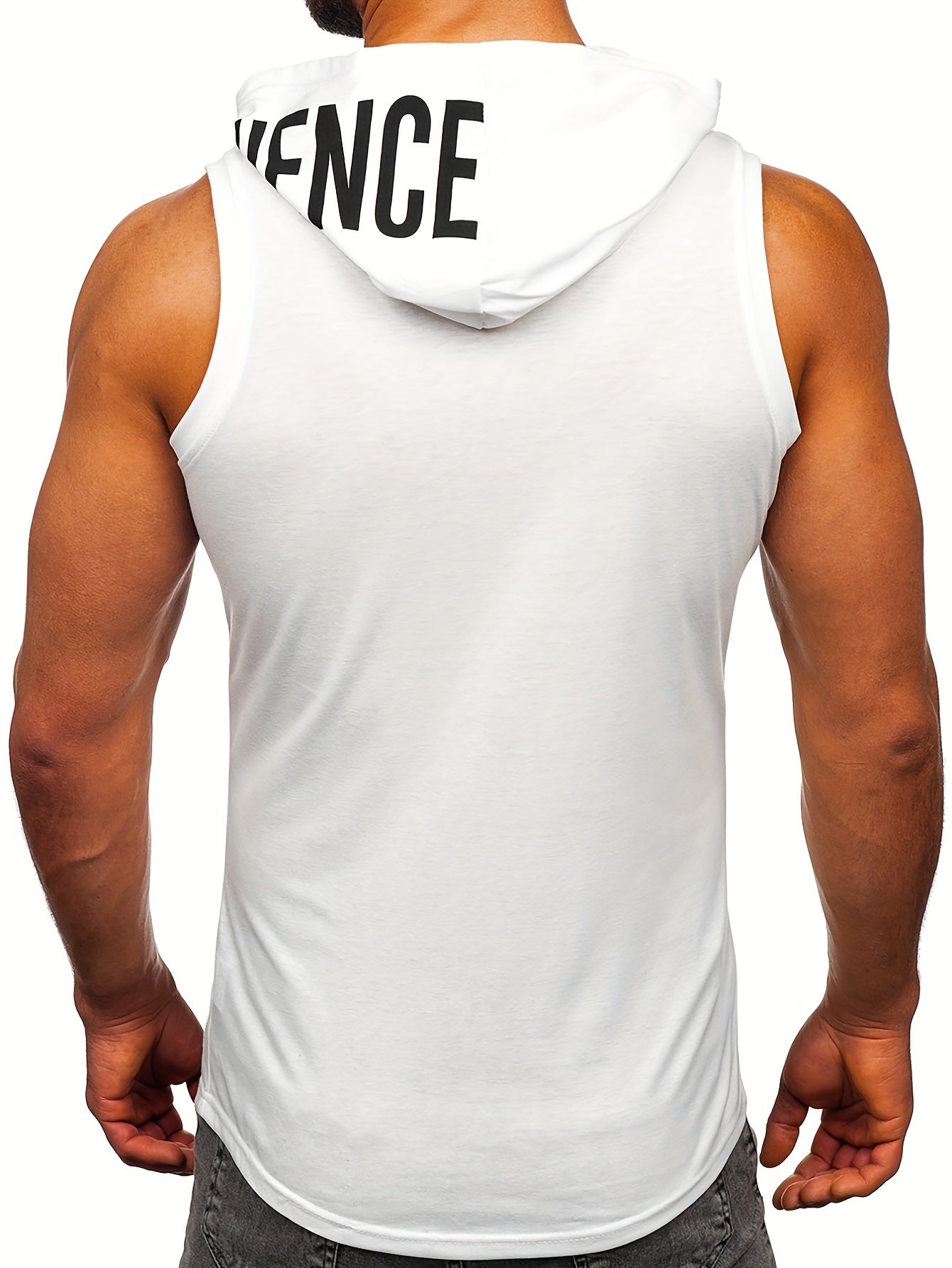 Men's Quick-Dry Hooded Tank Top with Letter Print - Moisture-Wicking Athletic Sleeveless Shirt for Gym & Running - Hiccupzz