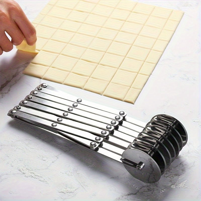 1 Pc/1 Set, Multiple Wheels Dough Roller Cutter, 3/5/7 Wheels Cutter, Stainless Steel Dough Roller And Pizza Roller Cutter, Baking Tools, Home Kitchen Accessories - Hiccupzz