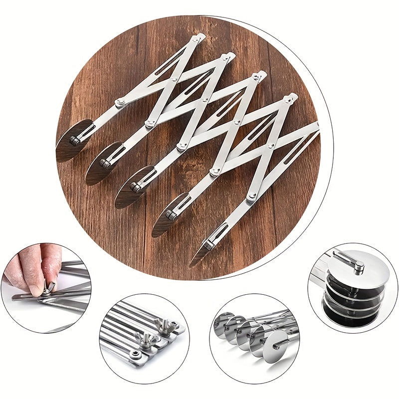 1 Pc/1 Set, Multiple Wheels Dough Roller Cutter, 3/5/7 Wheels Cutter, Stainless Steel Dough Roller And Pizza Roller Cutter, Baking Tools, Home Kitchen Accessories - Hiccupzz