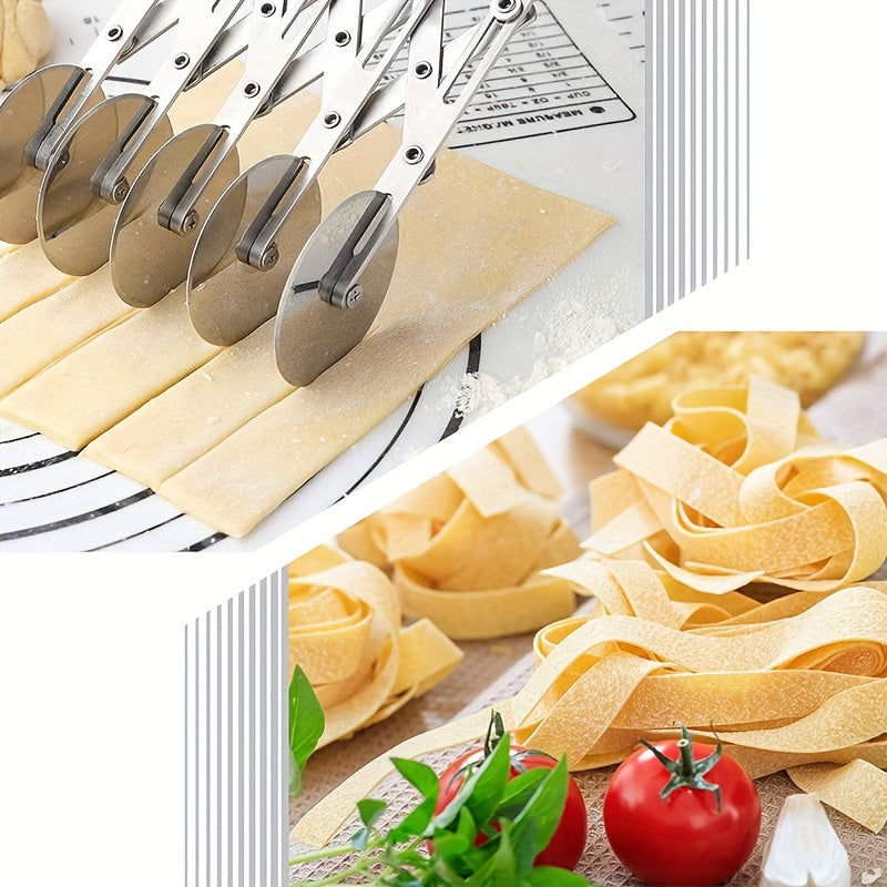 1 Pc/1 Set, Multiple Wheels Dough Roller Cutter, 3/5/7 Wheels Cutter, Stainless Steel Dough Roller And Pizza Roller Cutter, Baking Tools, Home Kitchen Accessories - Hiccupzz