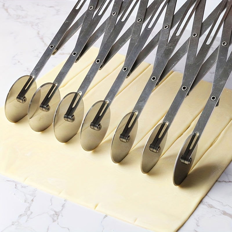 1 Pc/1 Set, Multiple Wheels Dough Roller Cutter, 3/5/7 Wheels Cutter, Stainless Steel Dough Roller And Pizza Roller Cutter, Baking Tools, Home Kitchen Accessories - Hiccupzz