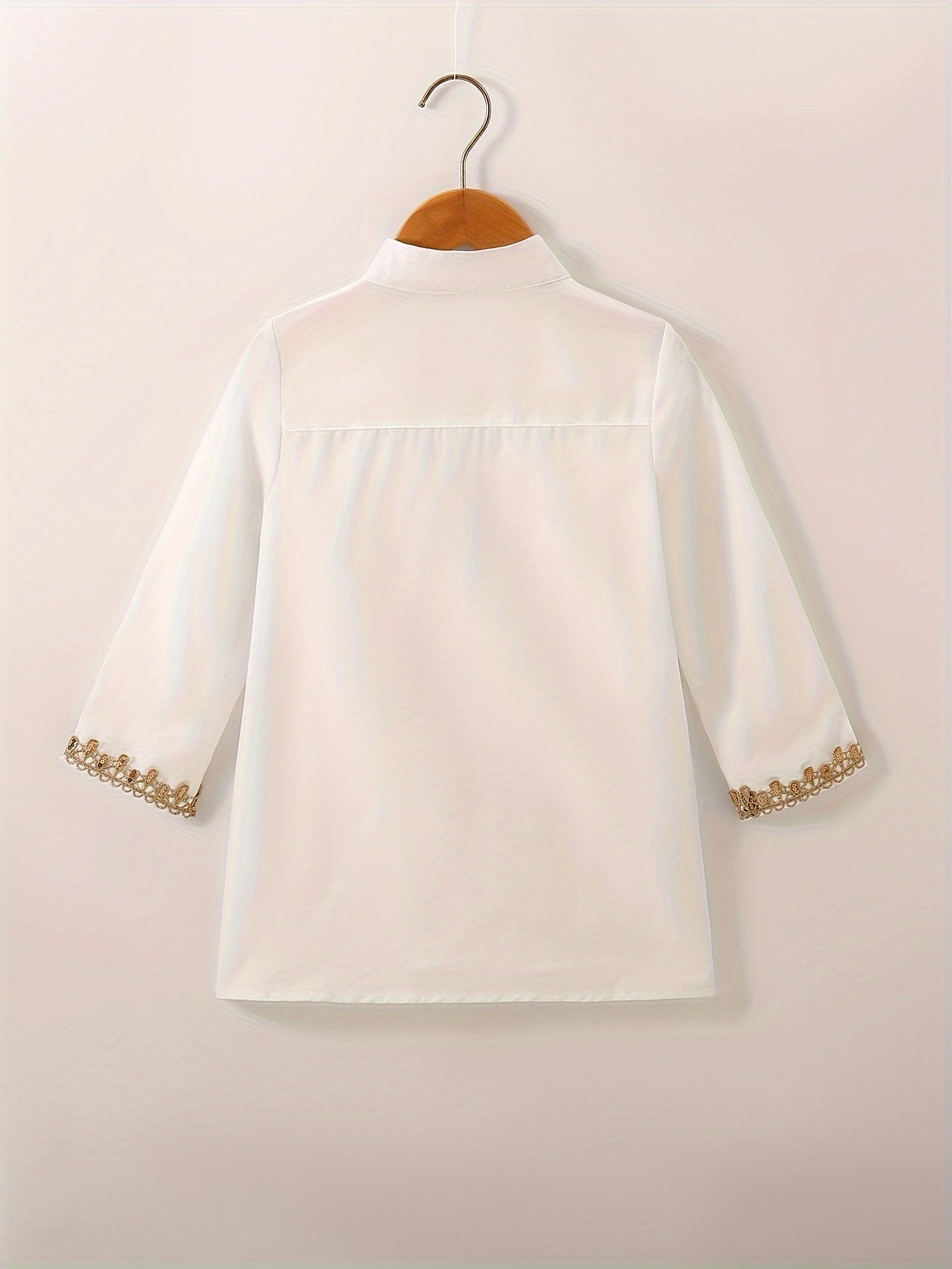 1 Pc Boys Ethnic Style Long Sleeve Shirt, Button Detail, Casual - Hiccupzz