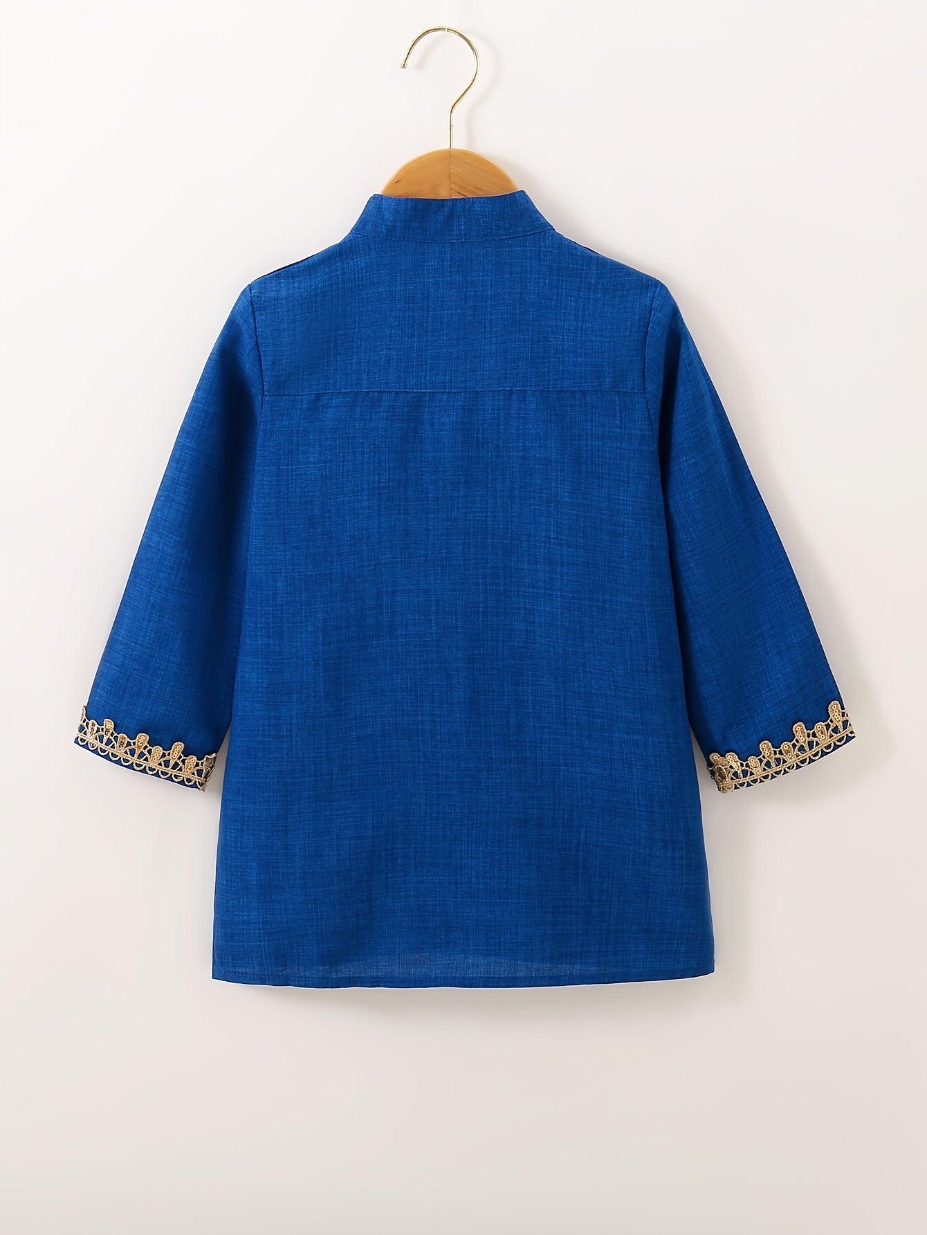 1 Pc Boys Ethnic Style Long Sleeve Shirt, Button Detail, Casual - Hiccupzz