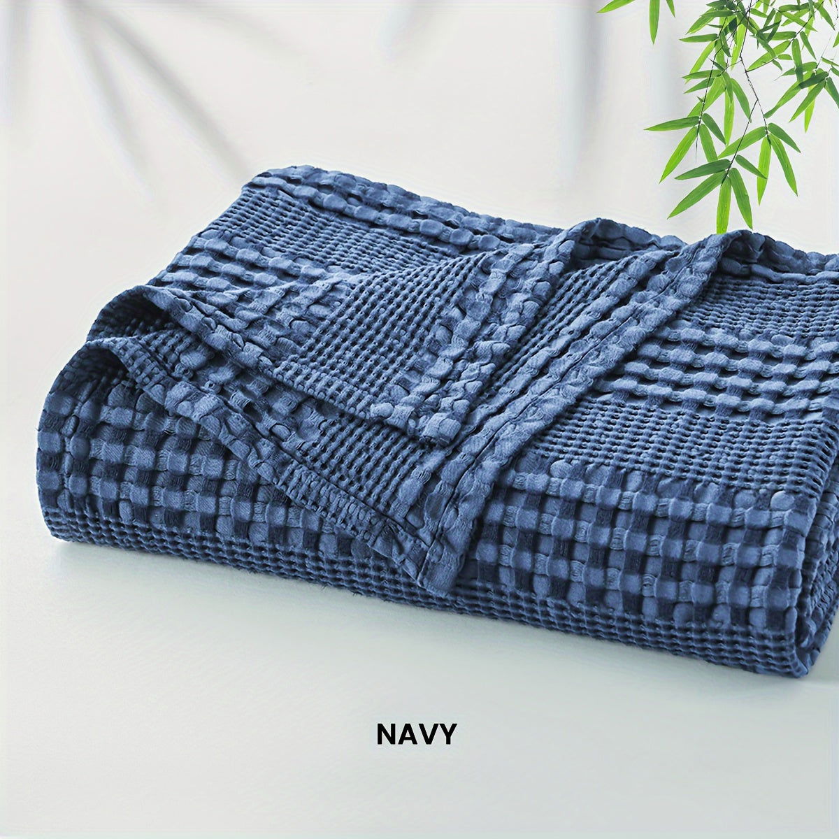 1 Pc Cooling Bamboo Fiber Cotton Blend Waffle Blanket - Lightweight Breathable Blanket For Hot Sleepers, Luxury Throws For Bed, Couch And Sofa - Hiccupzz