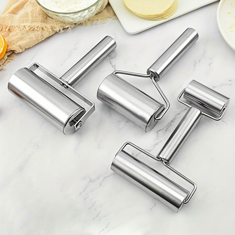 1 Pc, Double Sided Stainless Steel Rolling Pin for Perfect Dough, Pizza, Pie, Cookies, Dumplings, Noodles and More - Essential Kitchen Tool and Gadget - Hiccupzz