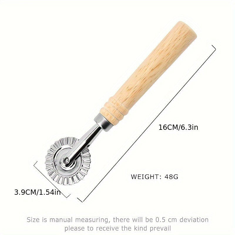 1 Pc, Dough Roller Cutter, Zinc Alloy Metal Dough Wheel Cutter With Wooden Handle, Baking Tools, Home Kitchen Accessories - Hiccupzz
