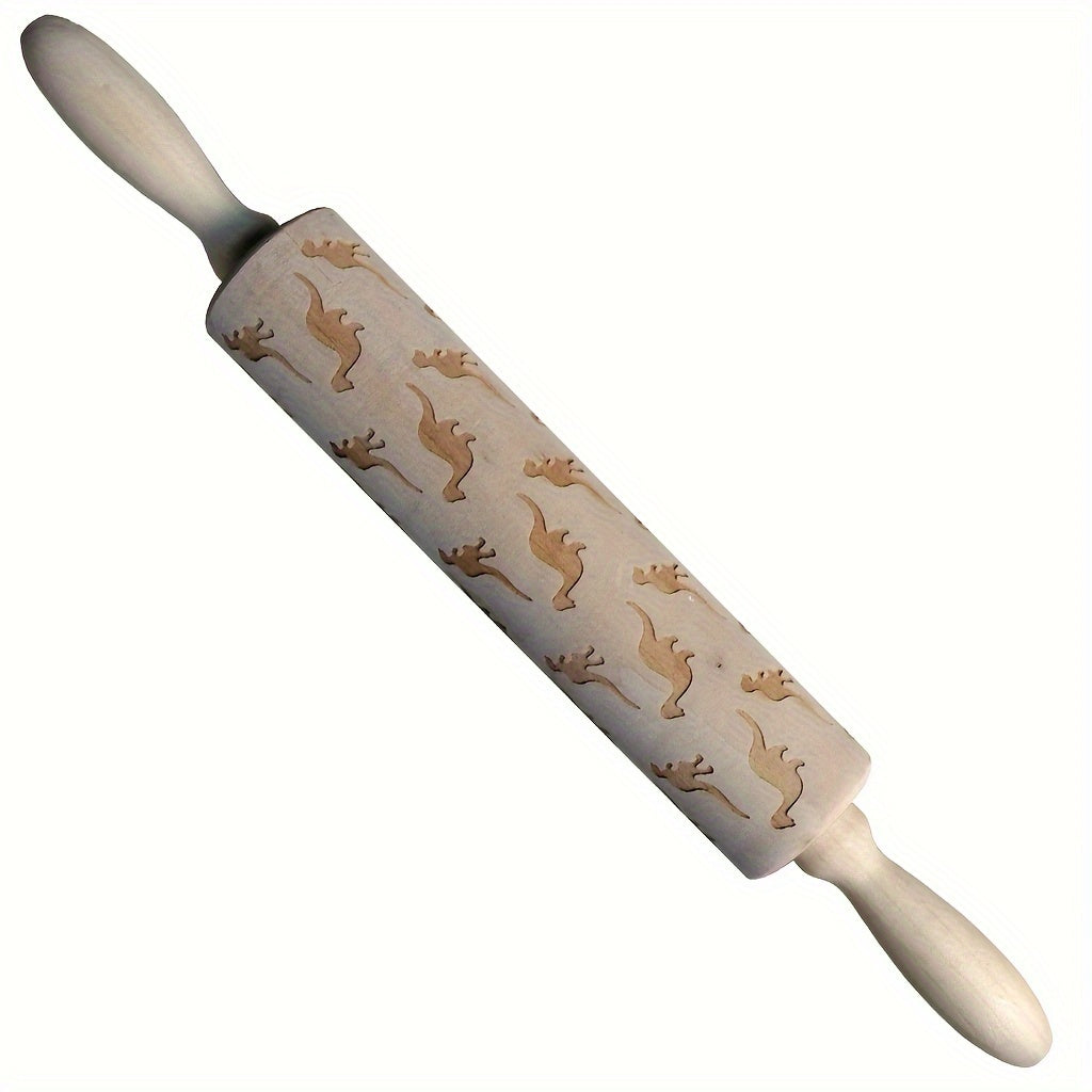 1 Pc, Embossing Rolling Pin, Wooden Dough Roller, For Pizza, Pie, Cookie, Dumplings, Noodles, And More, Kitchen Utensils, Kitchen Gadgets, Kitchen Accessories - Hiccupzz