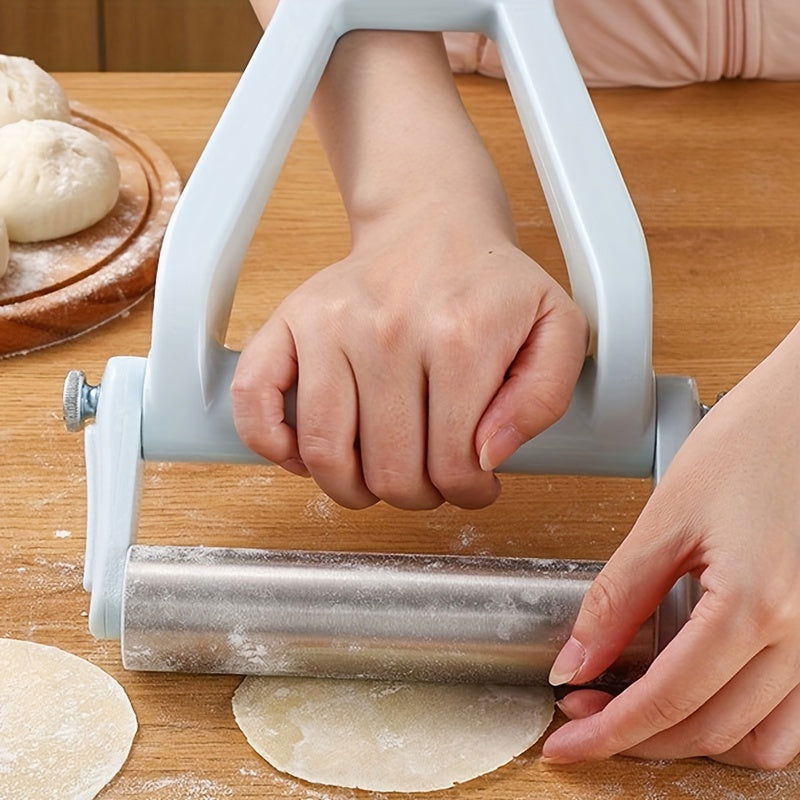 1 Pc, Labor-Saving Stainless Steel and Plastic Rolling Pin for Pizza, Pie, Cookies, Dumplings, Noodles, and More - Kitchen Utensil and Gadget for Easy Baking and Cooking - Hiccupzz