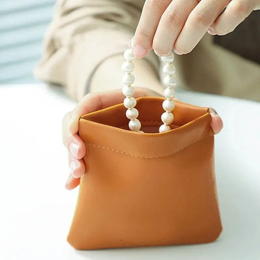 1 Pc Luxury PU Leather Mini Storage Pouch – Self-Closing Coin Purse & Lipstick Holder, Portable Travel Organizer for Cosmetics - Hiccupzz