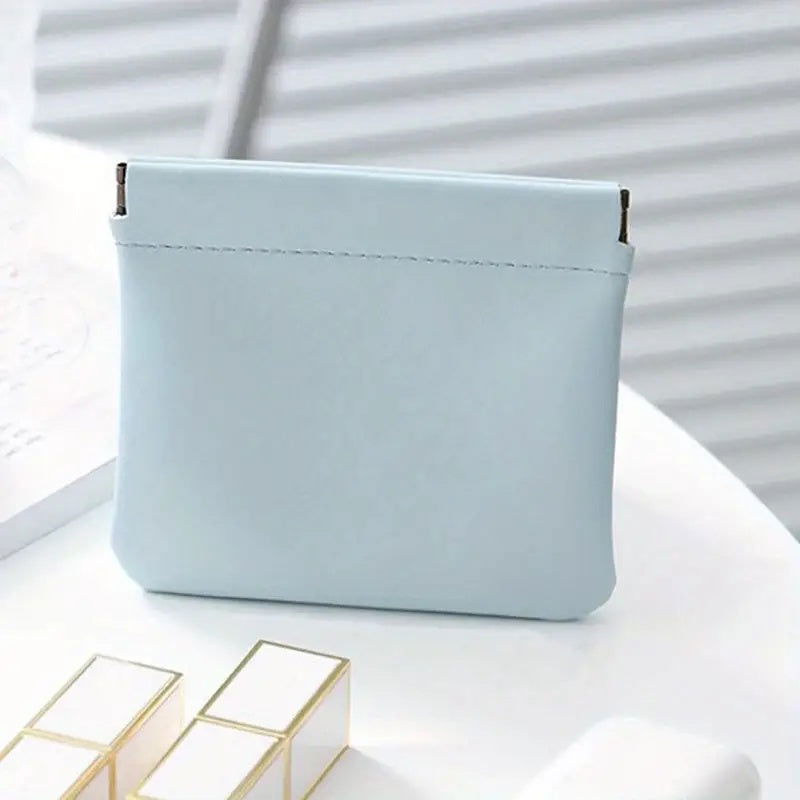 1 Pc Luxury PU Leather Mini Storage Pouch – Self-Closing Coin Purse & Lipstick Holder, Portable Travel Organizer for Cosmetics - Hiccupzz