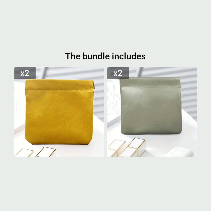 1 Pc Luxury PU Leather Mini Storage Pouch – Self-Closing Coin Purse & Lipstick Holder, Portable Travel Organizer for Cosmetics - Hiccupzz
