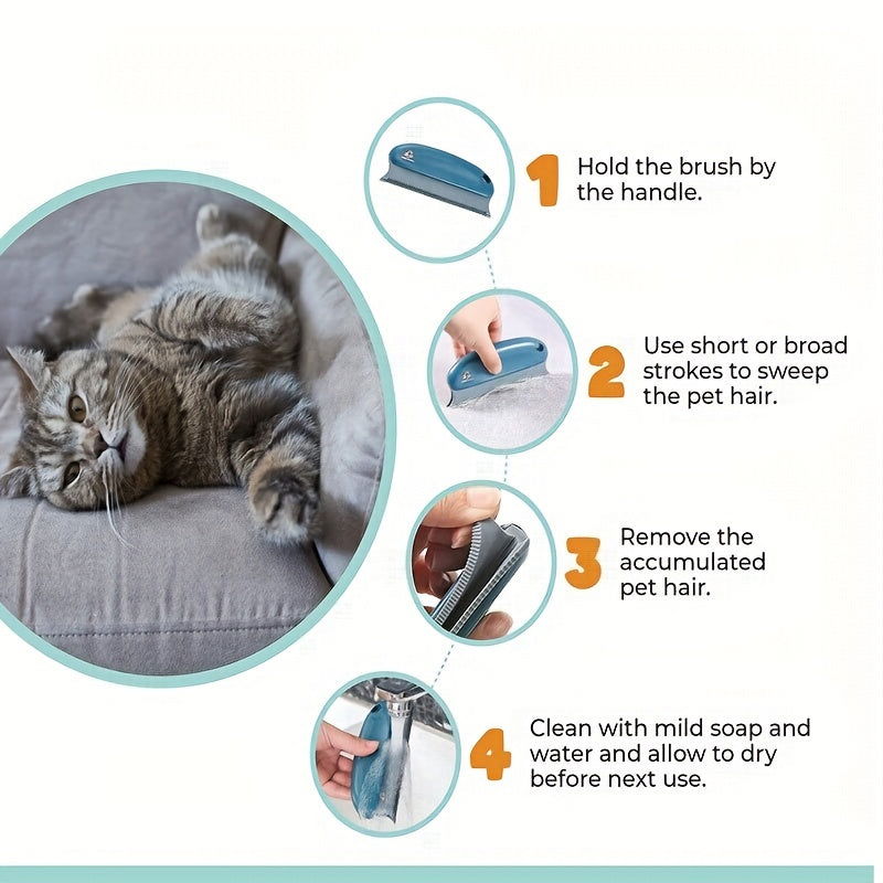 1 Pc Multifunctional Dog Hair Removal Brush – Soft TPR Undercoat Slicker Brush for Couch, Carpet, Car Seats, and Bedding - Hiccupzz