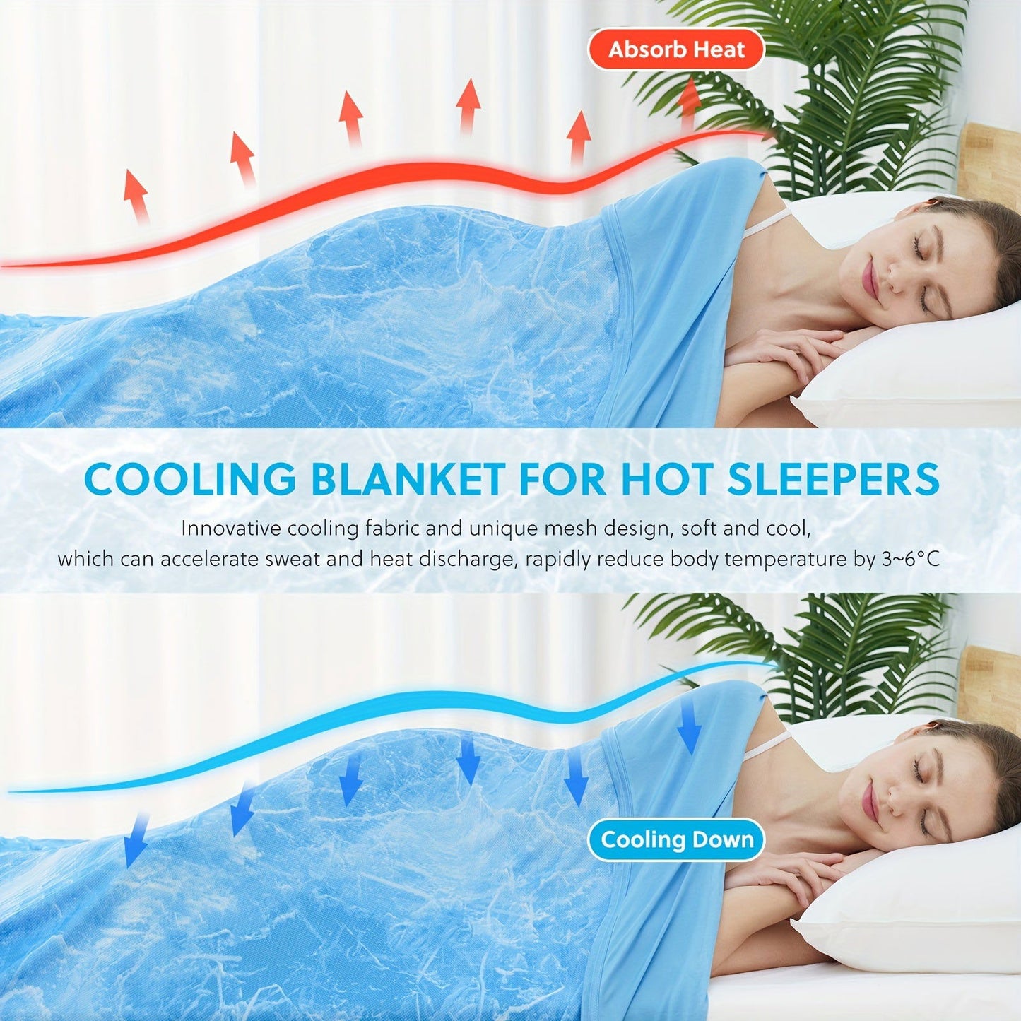 1 Pc Orhopui Cooling Blanket with Double Sided Cold Effect Bed Throw for Hot Sleepers Night Sweats, Skin-Friendly, Breathable, Always Stays Cold, Best Gift Idea - Hiccupzz