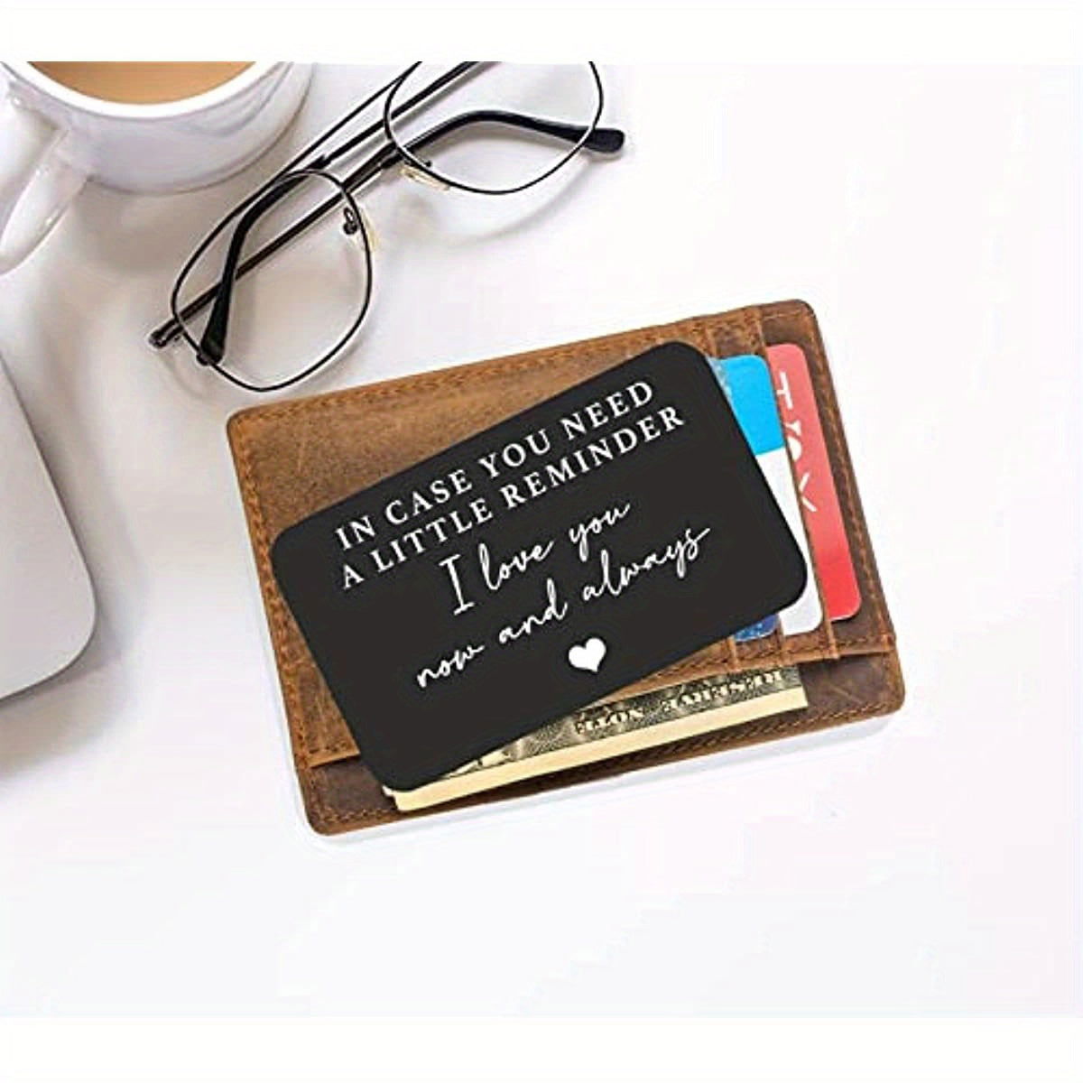 1 Pc, Personalized Engraved Aluminum Wallet Card: "In Case You Need A Little Reminder I Love You" Gift for Boyfriend, Husband, Weddings, Christmas, Valentine's Day, and Birthdays - Hiccupzz