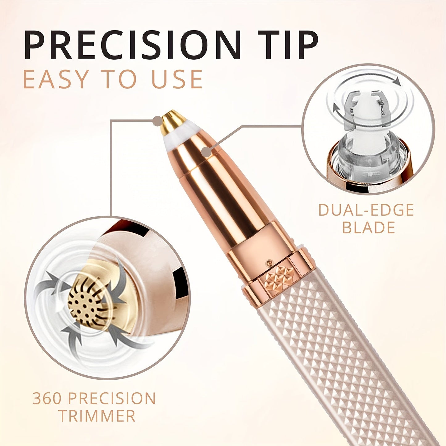 1 Pc Rechargeable 2-in-1 Women's Eyebrow Razor & Painless Facial Hair Remover – LED Light for Lips, Chin, Arms, and Peach Fuzz - Hiccupzz