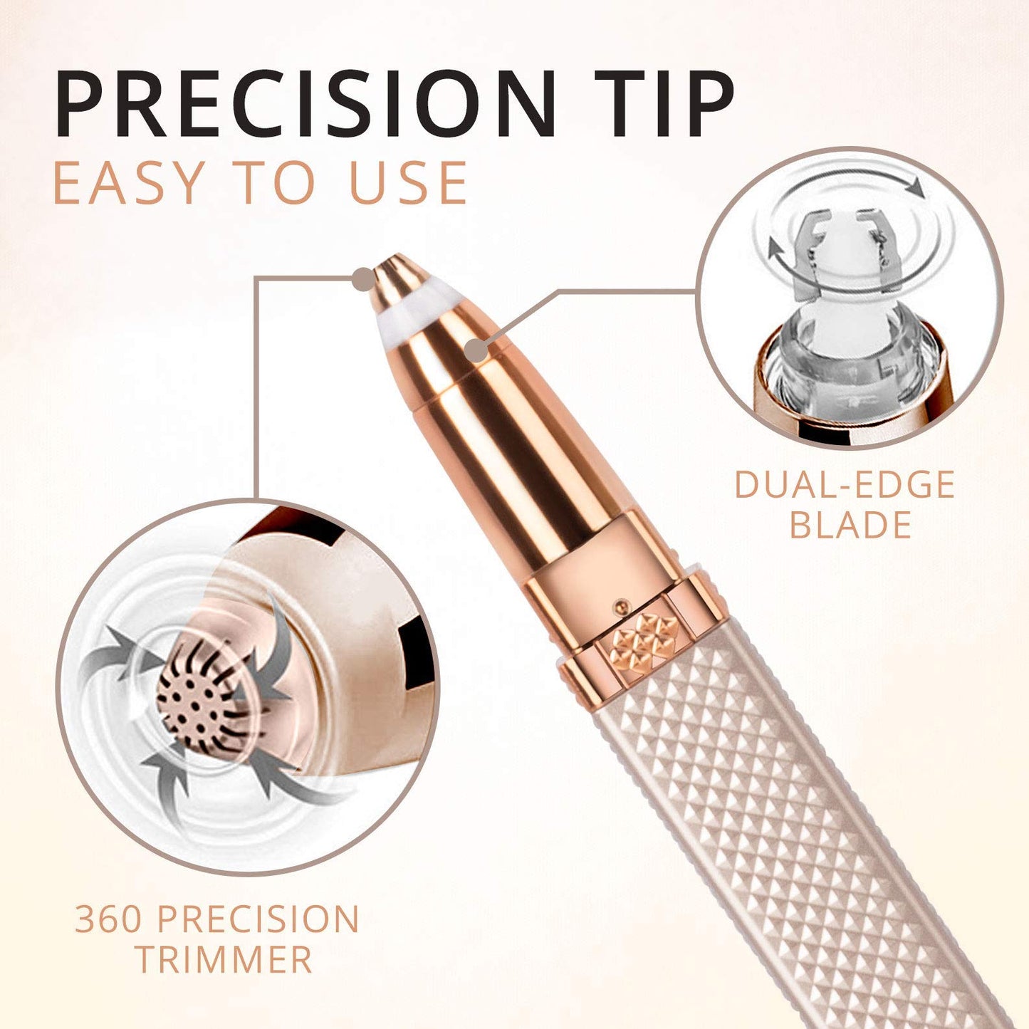 1 Pc Rechargeable 2-in-1 Women's Eyebrow Razor & Painless Facial Hair Remover – LED Light for Lips, Chin, Arms, and Peach Fuzz - Hiccupzz