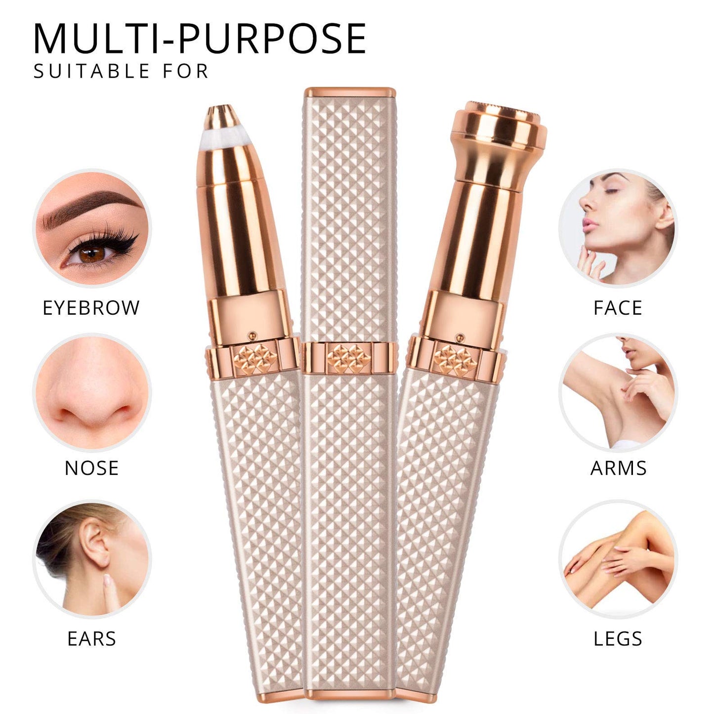 1 Pc Rechargeable 2-in-1 Women's Eyebrow Razor & Painless Facial Hair Remover – LED Light for Lips, Chin, Arms, and Peach Fuzz - Hiccupzz