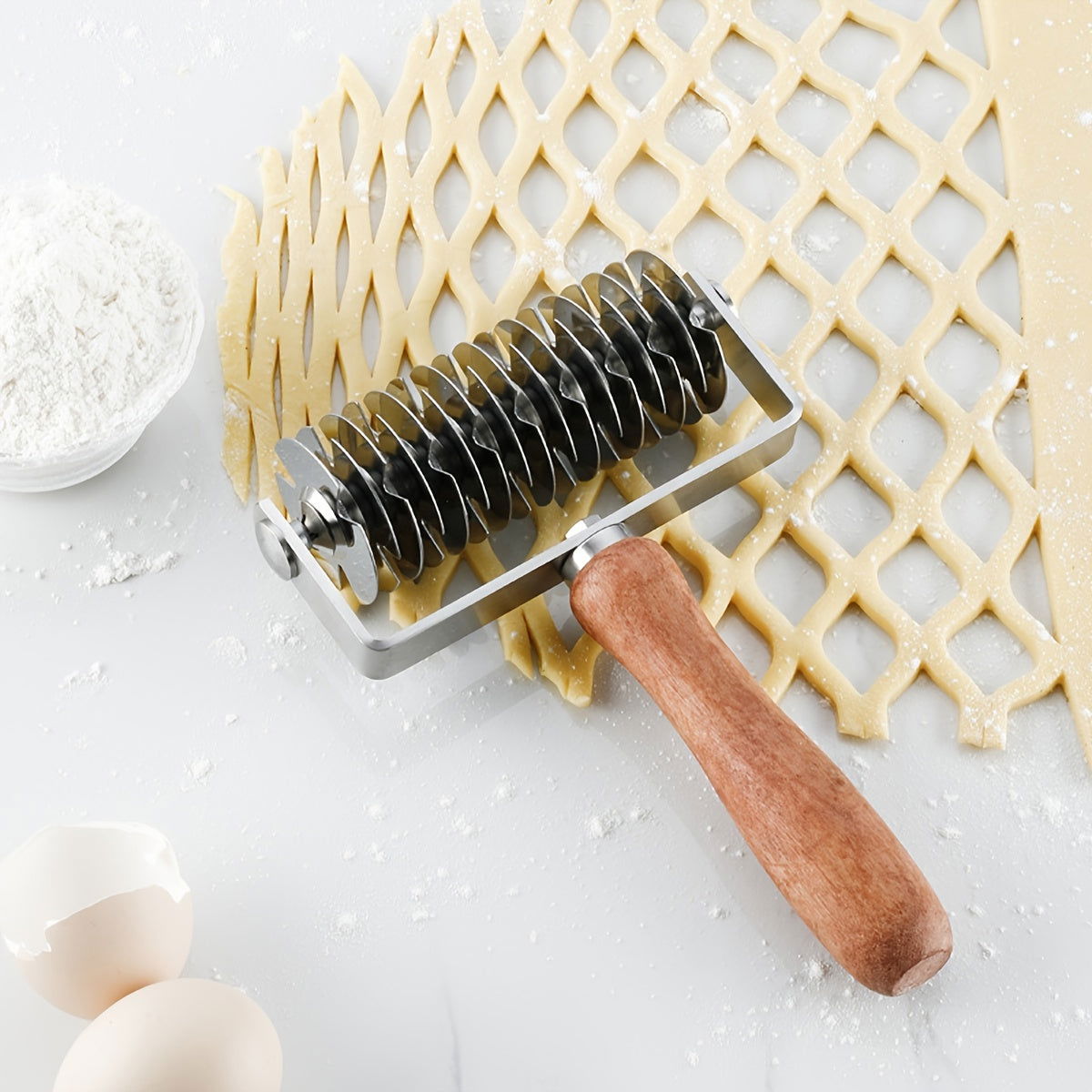 1 Pc, Stainless Steel Dough Cutter with Wood Handle - Perfect for Cookies, Pies, Pizza, Bread, and Pastries - Essential Baking Tool for Your Kitchen - Hiccupzz