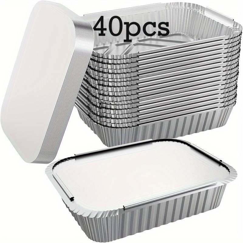 40-Pack Disposable Aluminum Foil Pans with Lids – 5.5" x 4.3" - Hiccupzz