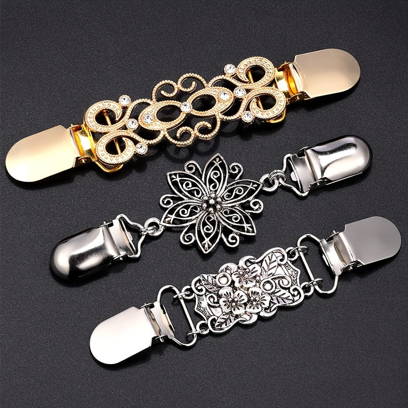 3 Pack Vintage Sweater Shawl Clips - Retro Cardigan Collar Clips for Women and Girls - Hiccupzz