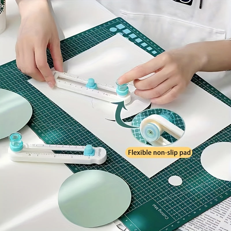 360-Degree Rotating Circle Cutter - Manual Paper Trimmer For Greeting Cards & Crafts, Durable Plastic Construction - Hiccupzz
