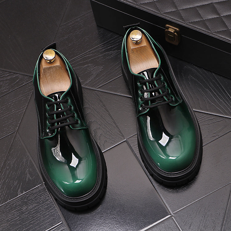 Men's Autumn And Winter Bright Leather Shoes Thick Sole Fashion Casual - Hiccupzz