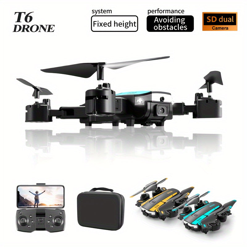 T6 Aerial Drone With HD Dual Camera, One-key Take-off And Landing, 540° Intelligent Obstacle Avoidance, Gesture Recognition, Intelligent Hovering, Foldable Quadcopter - Hiccupzz