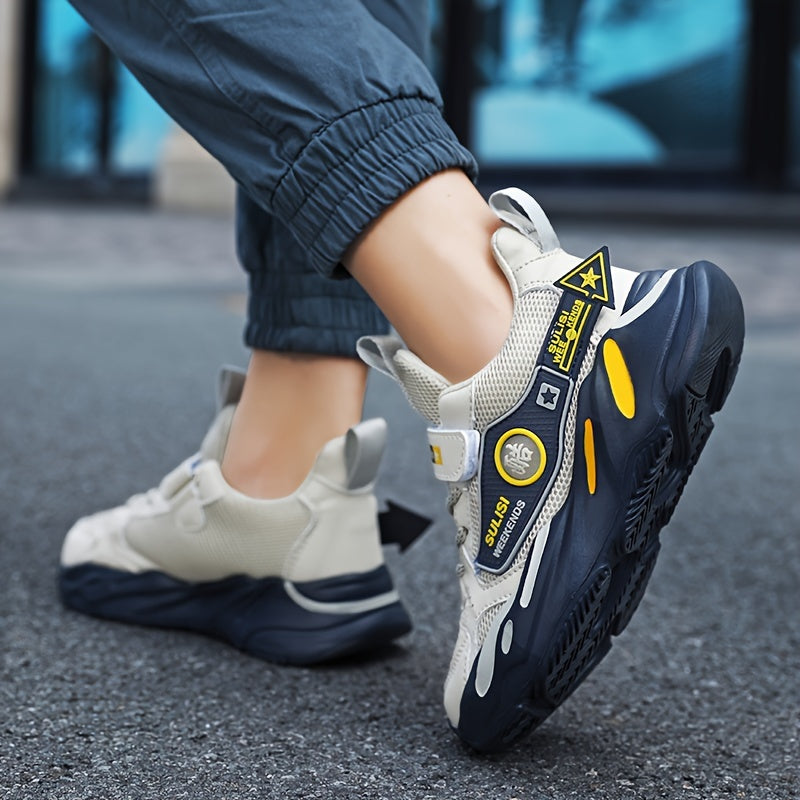 Boys' Casual Low-Top Mesh Sneakers - Breathable, Non-Slip Running Shoes for All Seasons. - Hiccupzz