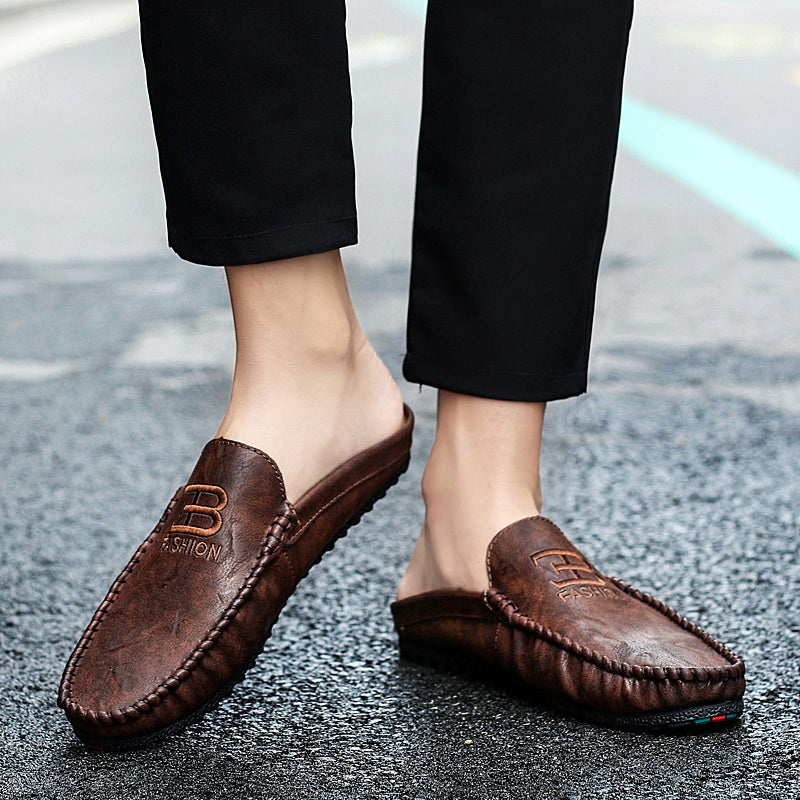 Men Leather Mules Casual Shoes Slipper Fashion - Hiccupzz