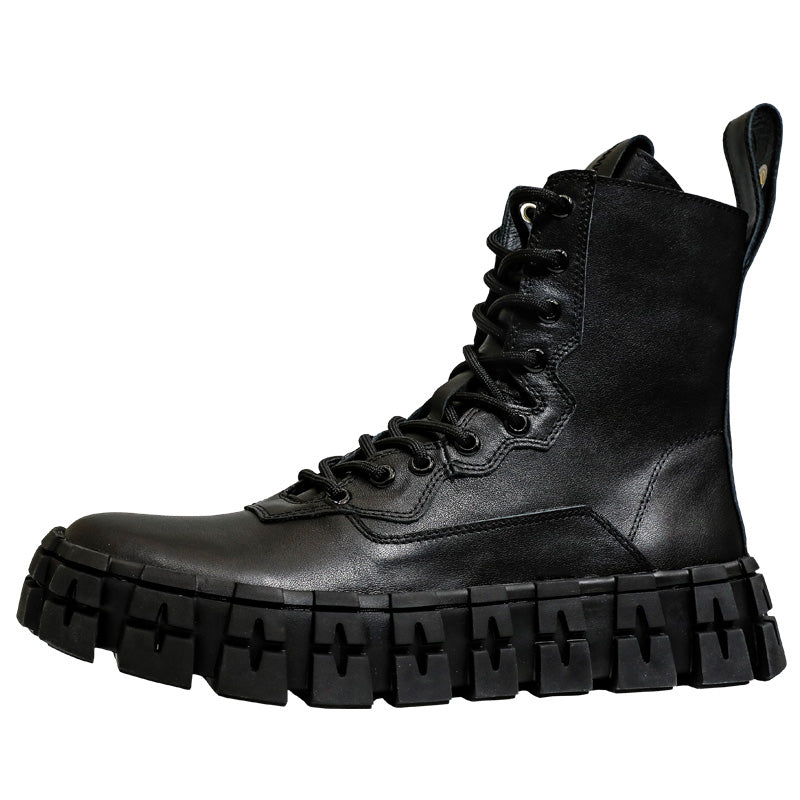 Thick Sole Mid Top Motorcycle Boots - Hiccupzz