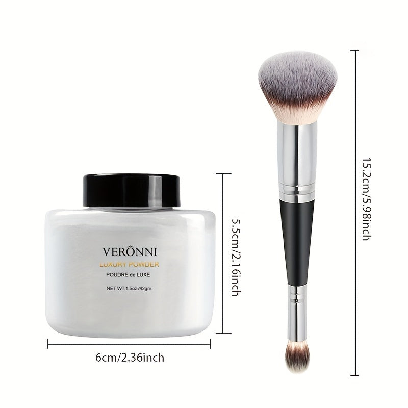 Shine-Free Matte Finishing Powder - Long-lasting & Lightweight Formula for Oil Control and Translucent Setting of Foundation Makeup with Brush Included - Hiccupzz