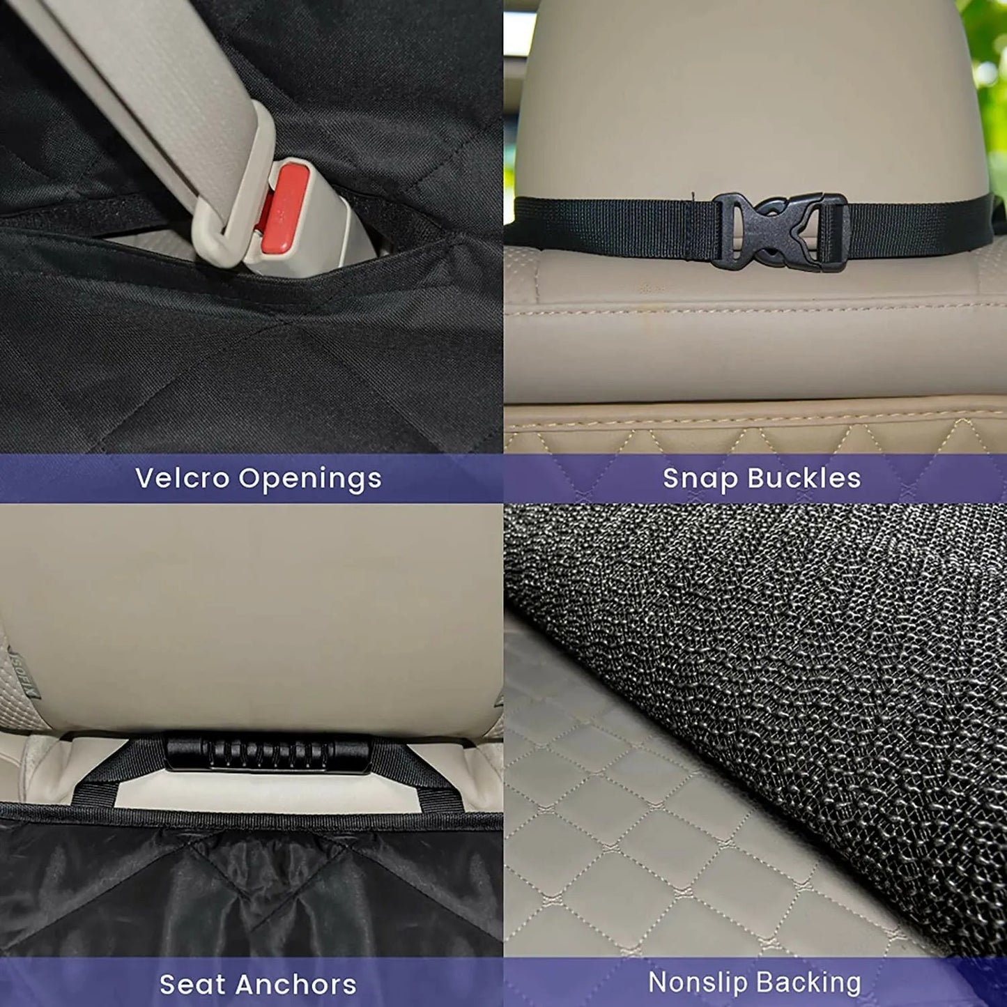 Seat Cover Rear Back Car Pet Dog Travel Waterproof Bench Protector Luxury -Black - Hiccupzz