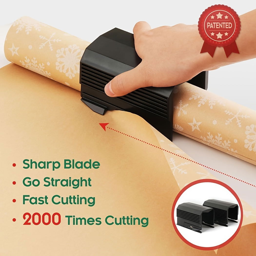 2-Pack Wrapping Paper Cutter Set – Black | Ideal for Christmas Gift Wrapping, Birthday Gifts, Crafting, and Cutting Paper Rolls - Hiccupzz
