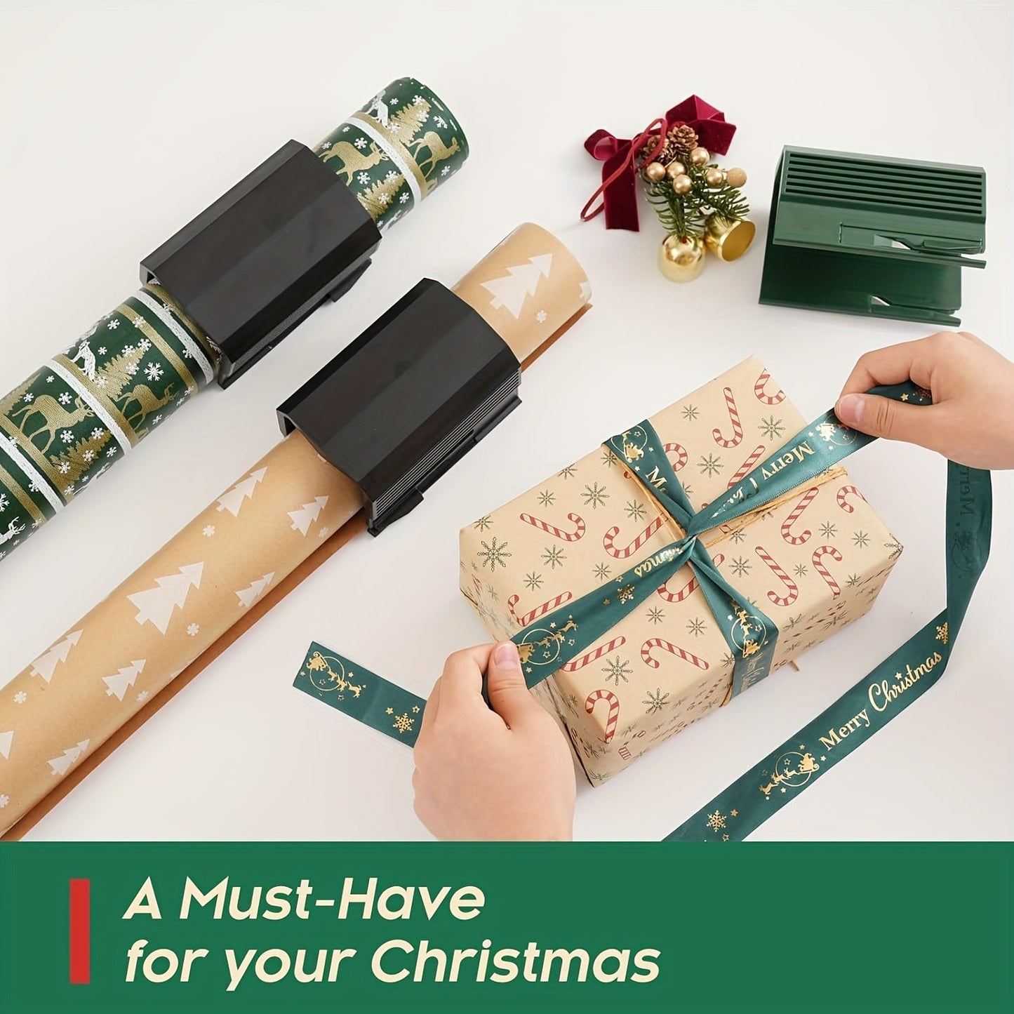 2-Pack Wrapping Paper Cutter Set – Black | Ideal for Christmas Gift Wrapping, Birthday Gifts, Crafting, and Cutting Paper Rolls - Hiccupzz