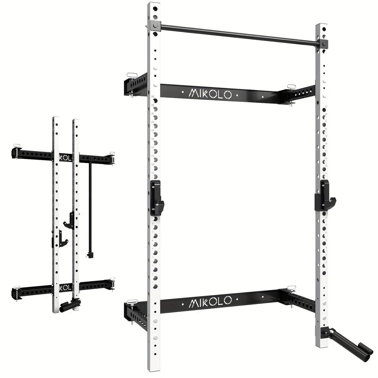 2.36" X 2.36" Folding Wall-Mounted Squat Rack, 800lbs Capacity with Pull-Up Bar & Attachments - Hiccupzz