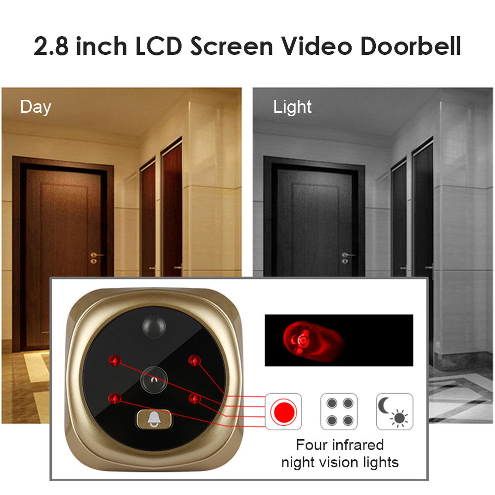 2.8 Inch Infrared Night Vision Camera Video Intelligent Electronic Peephole Visual Peephole Doorbell - Hiccupzz