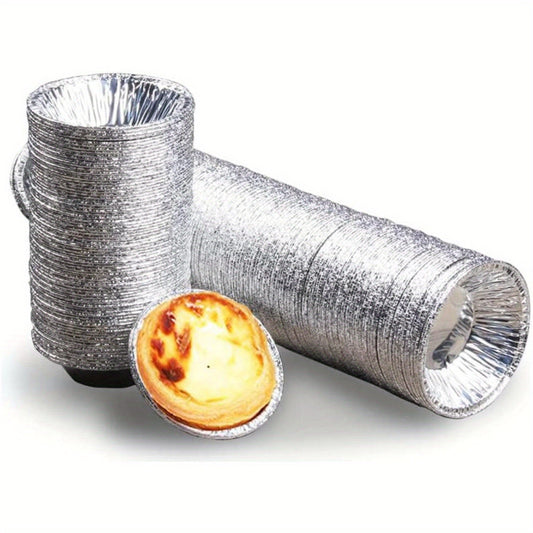 200Pcs Aluminum Foil Tart Pan Egg Tart Pan Freezer & Oven Safe Disposable Round Egg Tart Tin Foil Pans for Baking Supplies - Hiccupzz