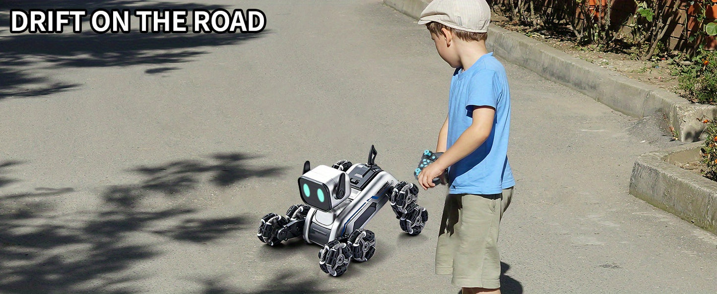 1 Pc Gesture-Controlled Robot Dog RC Car, 8WD All-Terrain Stunt Vehicle, USB Rechargeable Battery Powered, Plastic, for Kids Ages 8-13