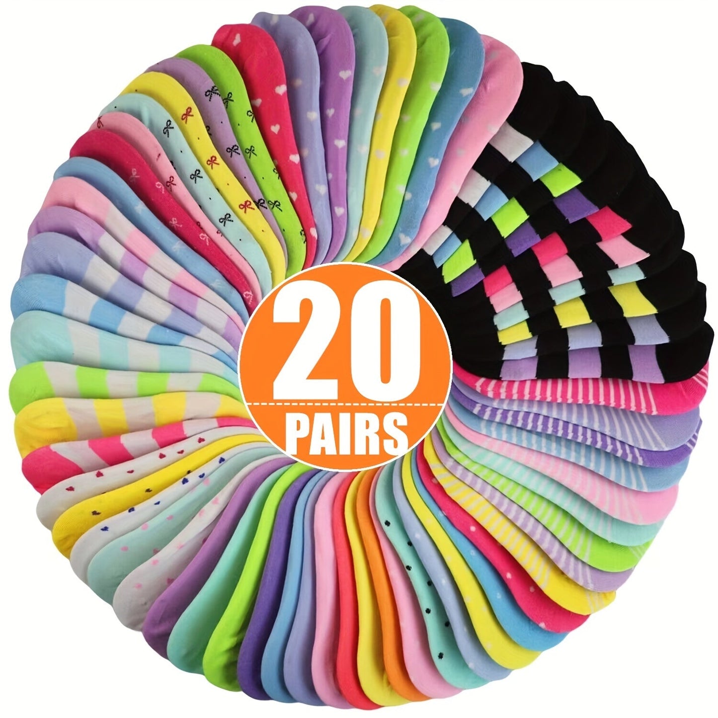 20 Pairs Candy Color Socks, Lightweight & Breathable Low Cut Ankle Socks, Women's Stockings & Hosiery - Hiccupzz