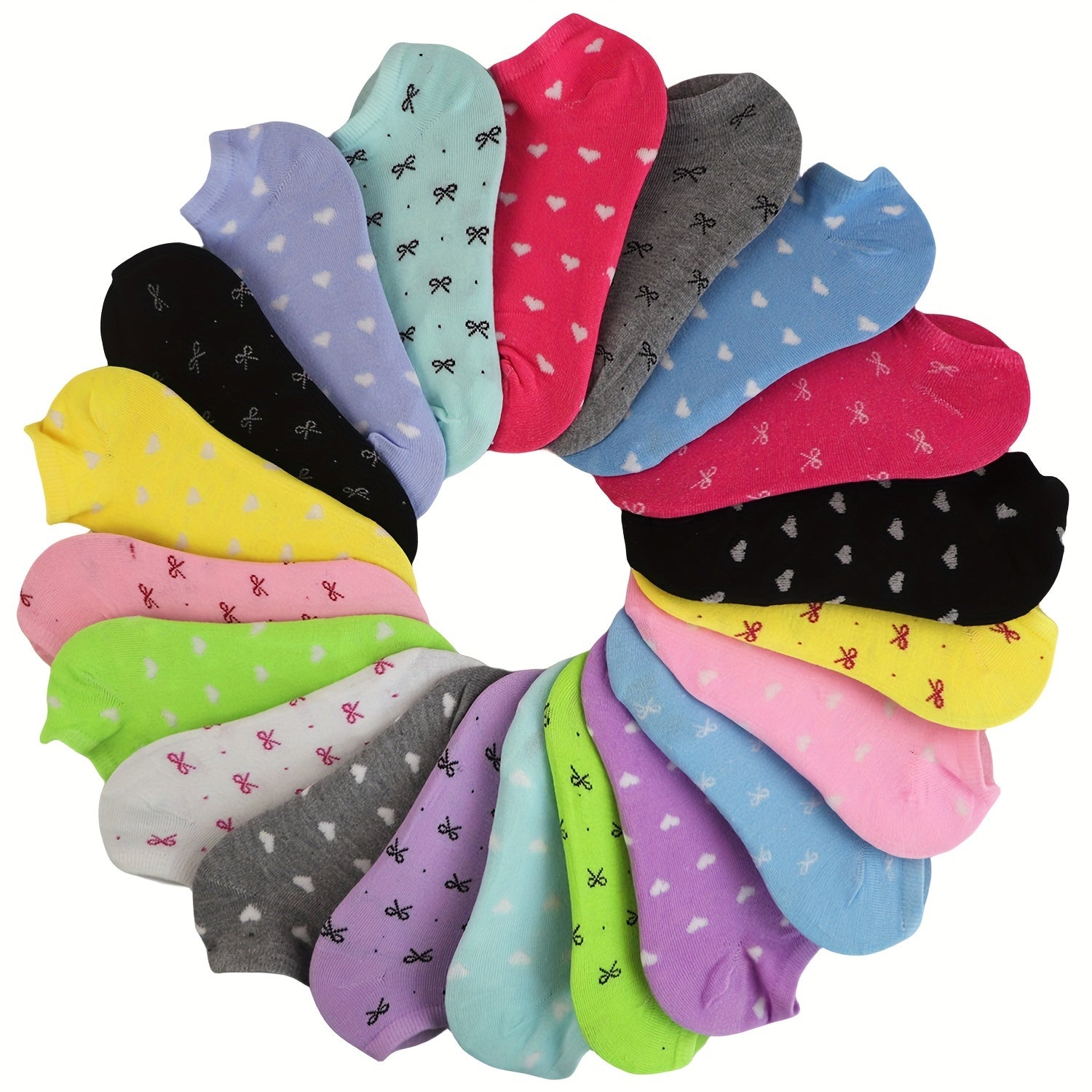 20 Pairs Candy Color Socks, Lightweight & Breathable Low Cut Ankle Socks, Women's Stockings & Hosiery - Hiccupzz