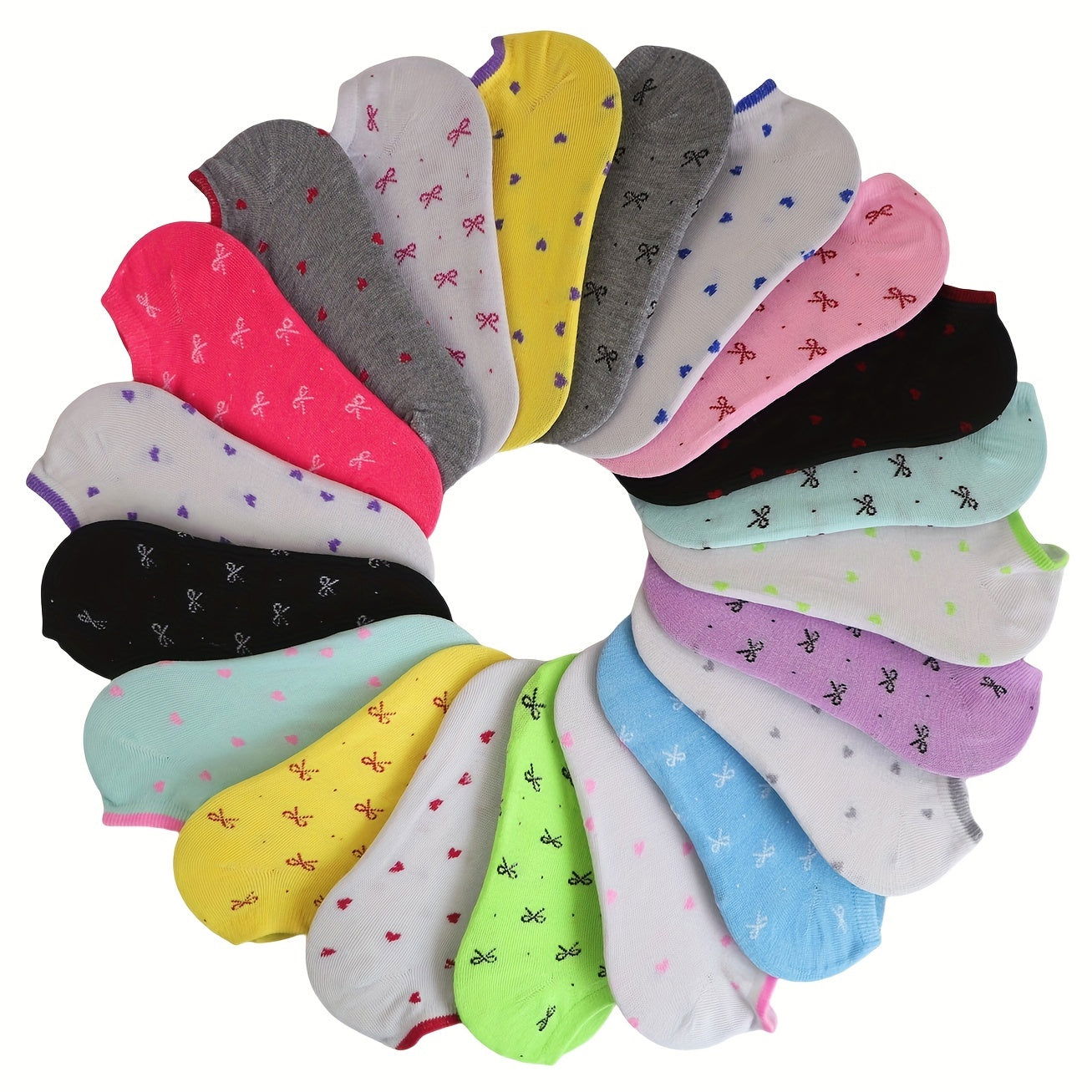20 Pairs Candy Color Socks, Lightweight & Breathable Low Cut Ankle Socks, Women's Stockings & Hosiery - Hiccupzz