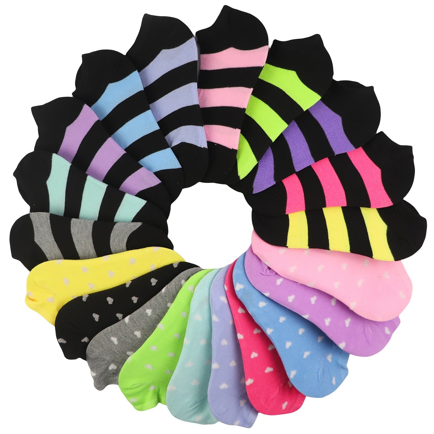 20 Pairs Candy Color Socks, Lightweight & Breathable Low Cut Ankle Socks, Women's Stockings & Hosiery - Hiccupzz