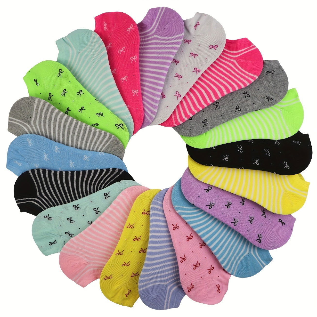 20 Pairs Candy Color Socks, Lightweight & Breathable Low Cut Ankle Socks, Women's Stockings & Hosiery - Hiccupzz