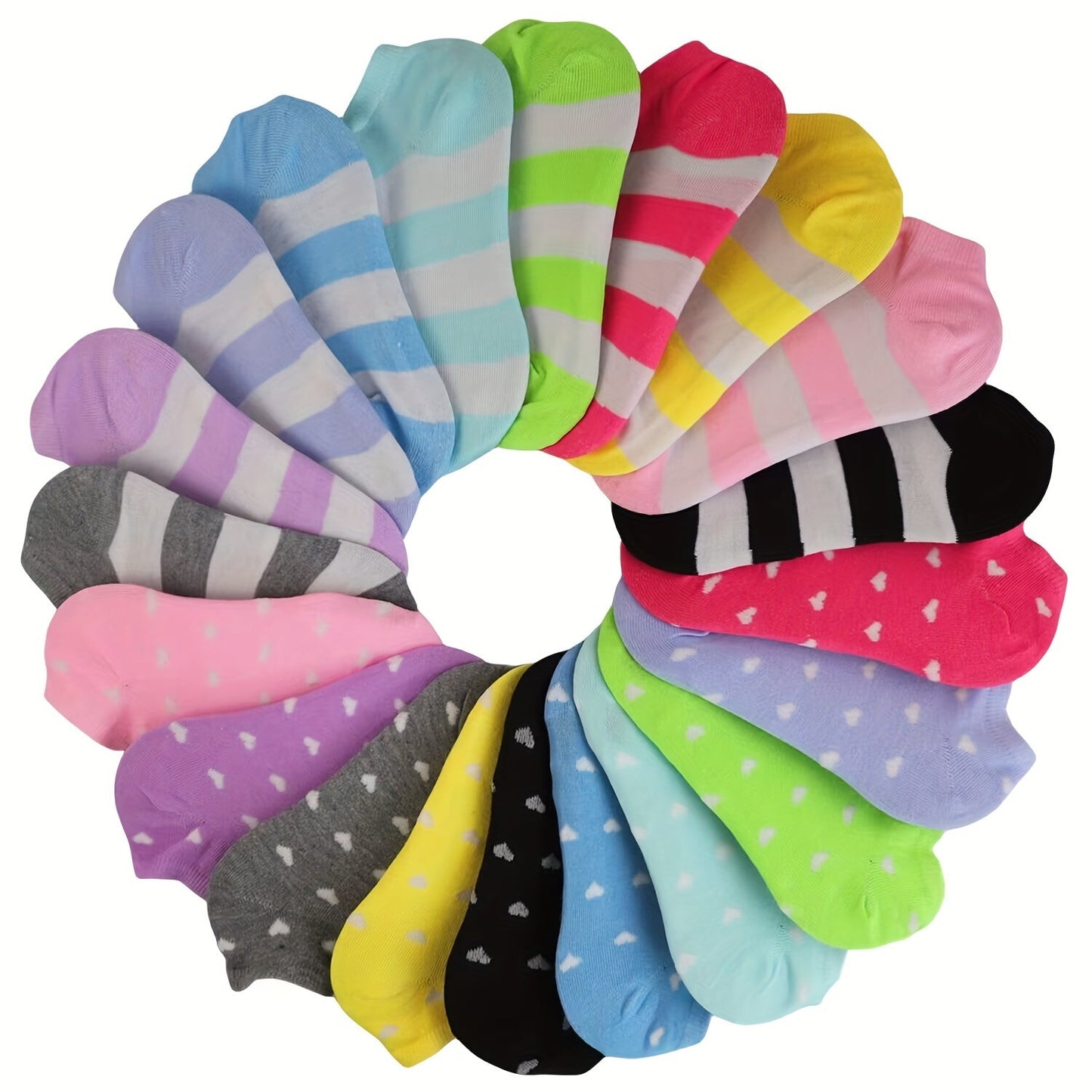 20 Pairs Candy Color Socks, Lightweight & Breathable Low Cut Ankle Socks, Women's Stockings & Hosiery - Hiccupzz