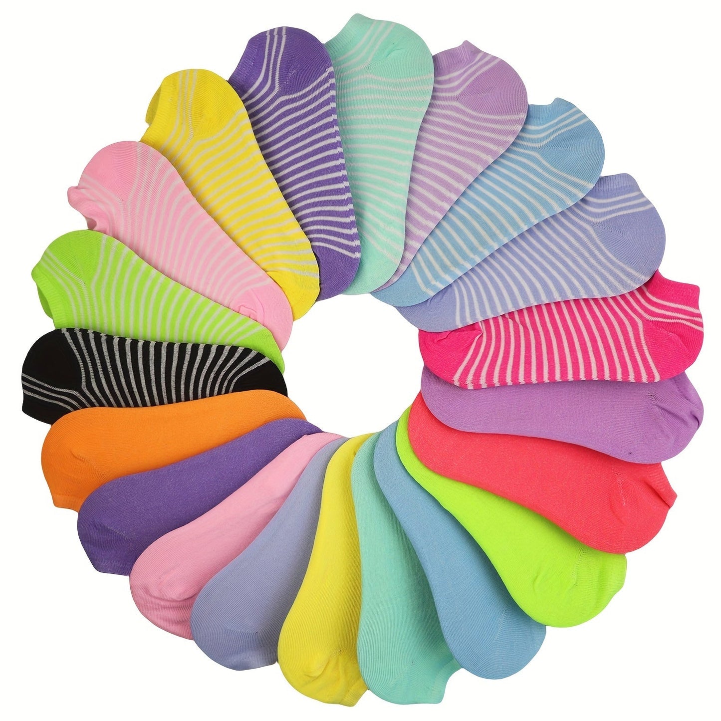 20 Pairs Candy Color Socks, Lightweight & Breathable Low Cut Ankle Socks, Women's Stockings & Hosiery - Hiccupzz