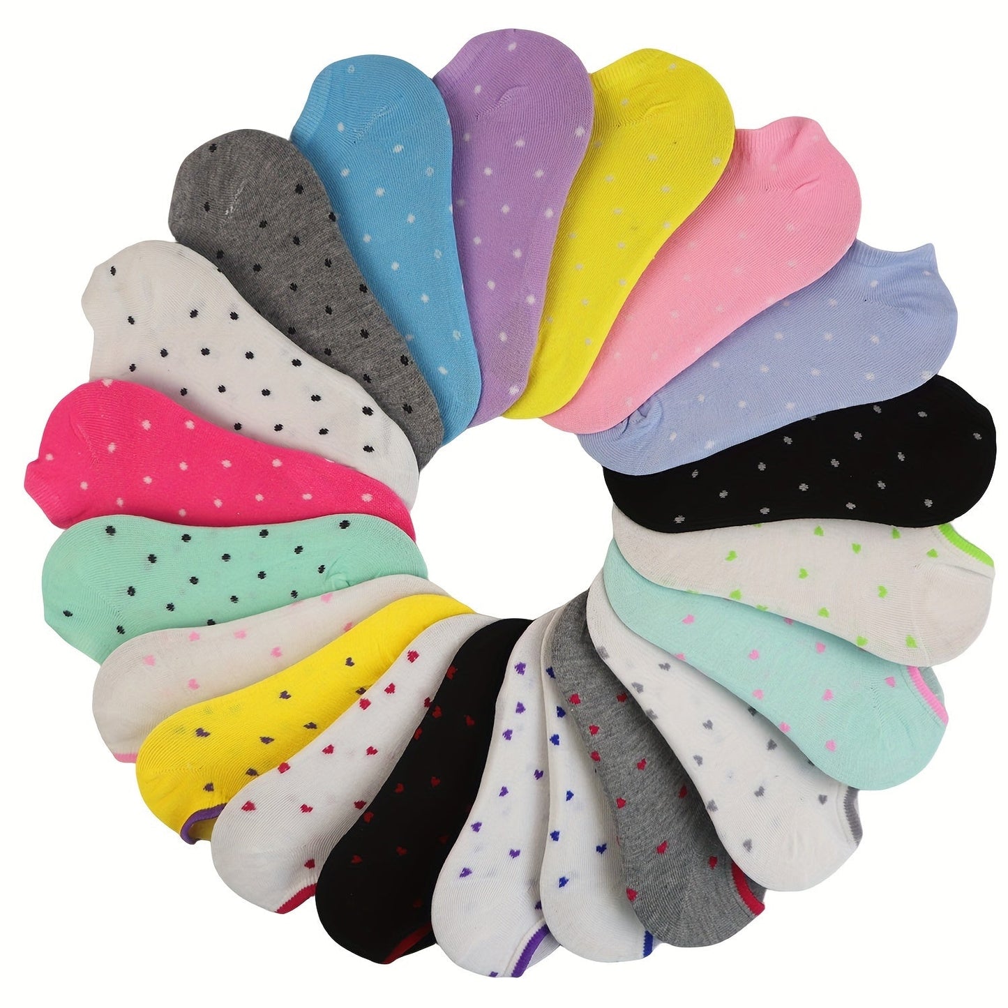 20 Pairs Candy Color Socks, Lightweight & Breathable Low Cut Ankle Socks, Women's Stockings & Hosiery - Hiccupzz