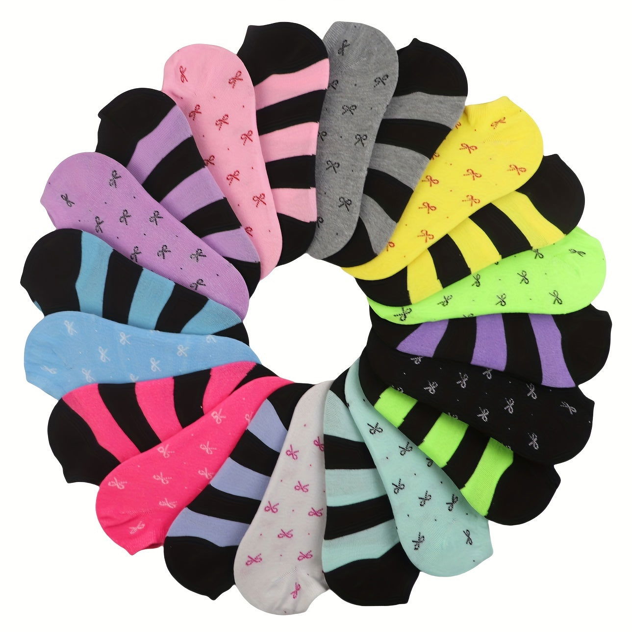 20 Pairs Candy Color Socks, Lightweight & Breathable Low Cut Ankle Socks, Women's Stockings & Hosiery - Hiccupzz