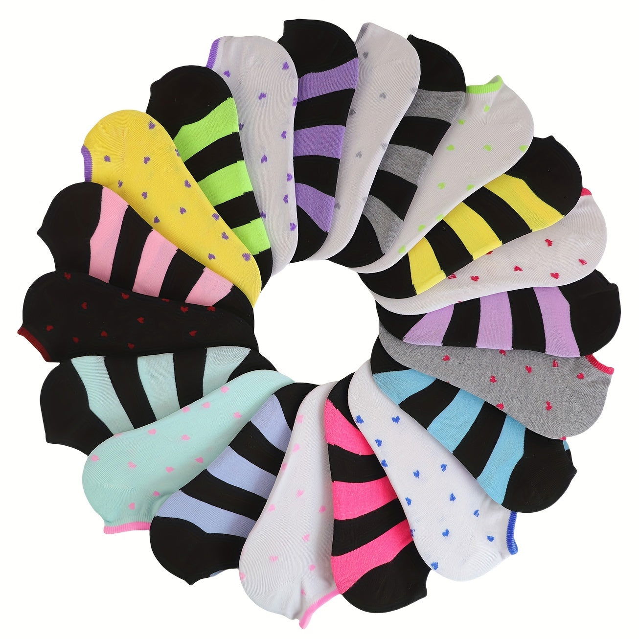 20 Pairs Candy Color Socks, Lightweight & Breathable Low Cut Ankle Socks, Women's Stockings & Hosiery - Hiccupzz