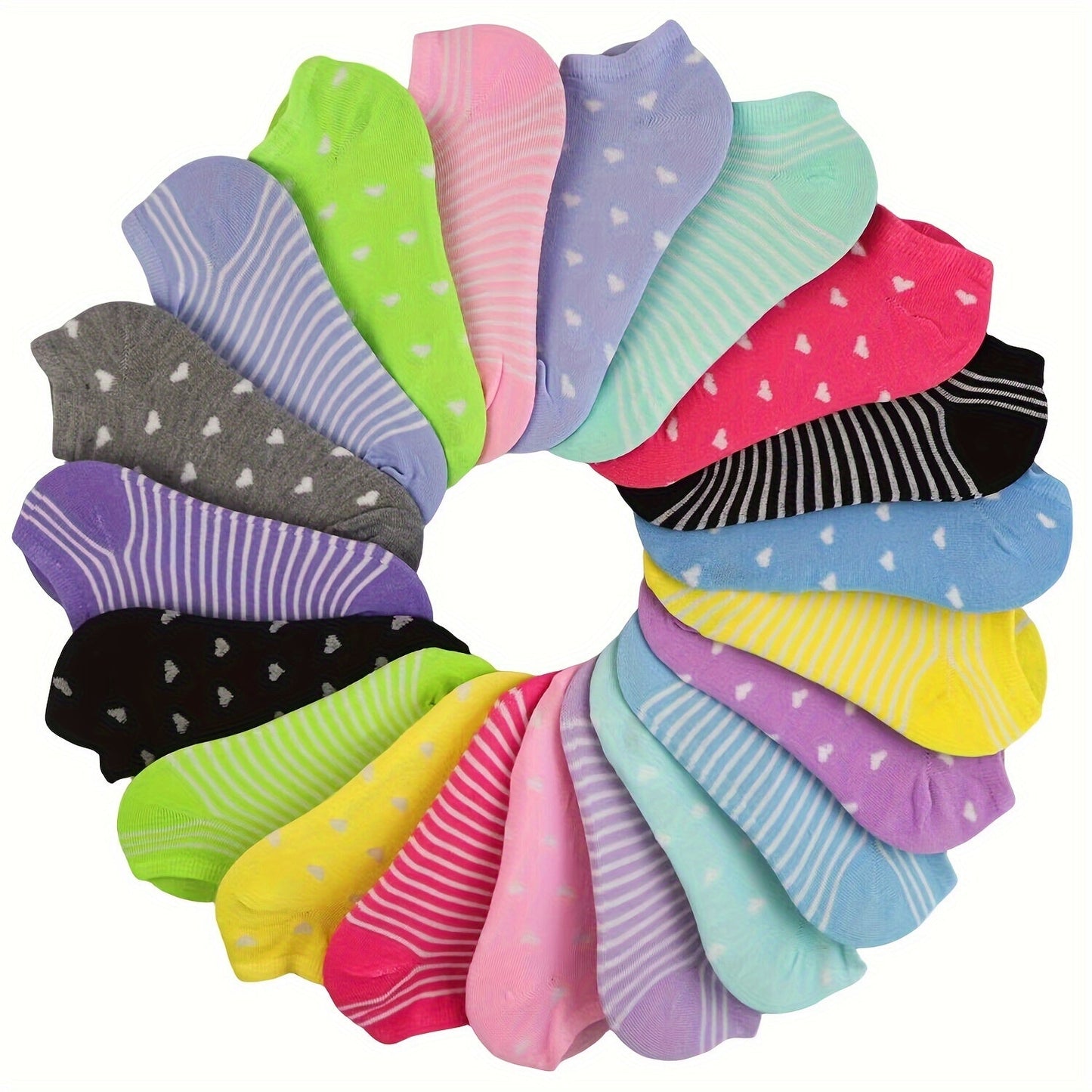 20 Pairs Candy Color Socks, Lightweight & Breathable Low Cut Ankle Socks, Women's Stockings & Hosiery - Hiccupzz